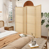 Salfanre Bamboo Room Divider 4 Panel, Folding Privacy Screens for Room Separation, 5.6 FT Freestanding Room Divider for Home, Bedroom and Office, Assembly-Free, Natural Salfanre