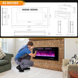 ORALNER 42” Smart WiFi App Controlled Electric Fireplace, Ultra Thin Linear Recessed & Wall Mounted Fireplace Heater with Adjustable Flame Color & Speed, Remote, 12 H Timer (42 INCHES) ORALNER