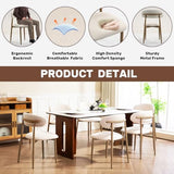 UVV Dining Chairs Set of 4, Metal Kitchen Chairs with Modern Fabric Upholstered for Dining Room, Beige UVV