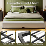 Bed Frame Queen Size, Floating Bed Frame with Smart LED Lights & Charging Station, Modern Metal Platform Queen Bed Frame with Mattress Slide Stopper, Noise-Free, No Box Spring Needed, Easy Assembly MORICAD