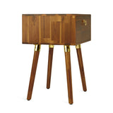 Bme Alden Solid Wood Nightstand/Side Table/End Table, Fully Assembled, with 1-Drawer for Mid Century Bedroom and Living Room, (12mm), Caramel Bme