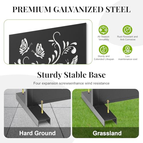 Metal Privacy Screen Outdoor - 71" H×40" W Decorative Freestanding Privacy Fence Room Garden Divider, Weatherproof Patio Panels for Deck Balcony Backyard XOCUWU