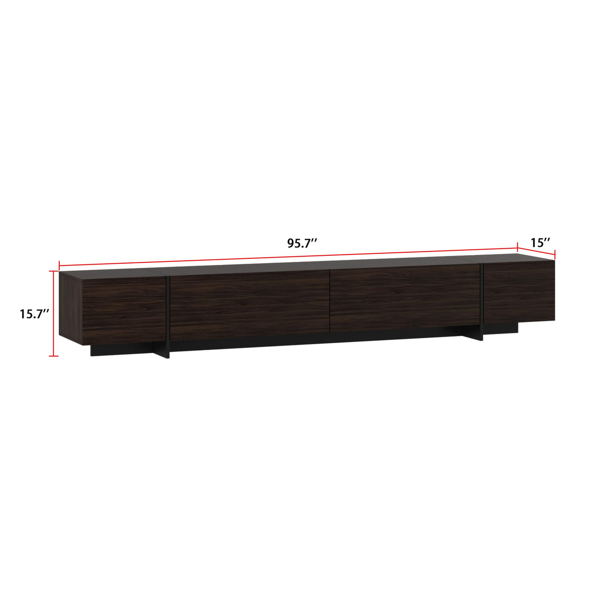 AIEGLE Modern TV Stand with 4 Flip-Down Drawers, Entertainment Center with Storage, Media Console Table TV Cabinet for Living Room, Bedroom, Dark Brown (95.7" W x 15" D x 15.7" H) AIEGLE