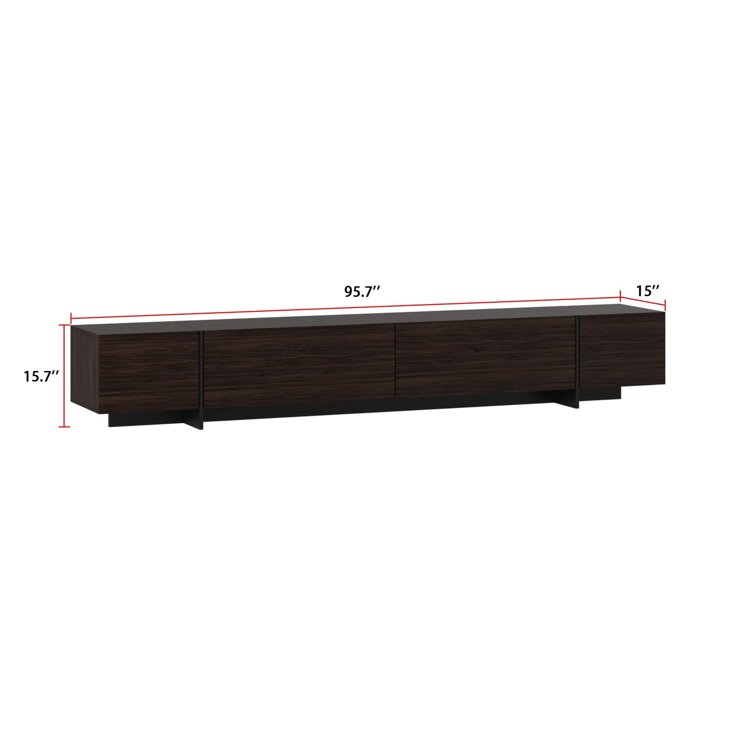 AIEGLE Modern TV Stand with 4 Flip-Down Drawers, Entertainment Center with Storage, Media Console Table TV Cabinet for Living Room, Bedroom, Dark Brown (95.7" W x 15" D x 15.7" H)