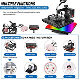TOPDEEP 5 in 1 Heat Press Machine, 12x15 inch Swing Away Heat Press for Sublimation, T Shirt Pressing Machine Multifunction, Heat Press Transfer Machine Combo for T-Shirt Hat Cap Mug Plate Cap Topdeep