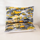 Feelyou Kids Construction Comforter Set Twin Bedding Sets for Boys Toddler Children Cartoon Cars Excavator Tractor Comforter Set Construction Machinery Truck Duvet Set Cars Bed Set with 1 Pillow Case Feelyou
