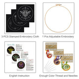Louise Maelys 3 Sets Tarot Embroidery Kits for Beginners,Cross Stitch Kit for Adults,Crewel Starters Needlepoint with Moon, Butterfly, Bee and Moth Pattern and Tool