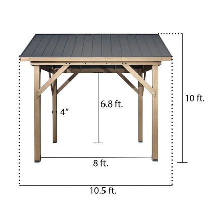 Shade N' Shelters 10.5' x 10.5' Canadian Cedar Wood Outdoor Hardtop Gazebo for Patio, Backyard, Garden, or Deck (10.5' x 10.5', Cedar Wood) - WoodArtSupply