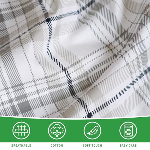 Gogreen 100% Cotton Duvet Cover Set - 2 Piece Soft Breathable Bedding Set, All Season Comforter Cover with Zipper Closure & Corner Buttons, Includes 2 Pillowcases (Christmas Plaid, Twin Size) Gogreen