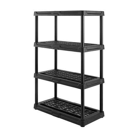 CX 4-Tier (53”H x 36”W x 18”D) Plastic Storage Shelving Unit (Black), Heavy Duty, 150lbs Per Shelf Capacity, Indoor/Outdoor Storage and Organization in Home, Garage, Office with Easy Assembly CENTREX