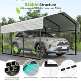 Real Relax 10×15FT Heavy Duty Carport, Metal Car Port Multi-Use Outdoor Storage Cars, Boats, Trucks, Galvanized Metal Roof, Cream White Real Relax
