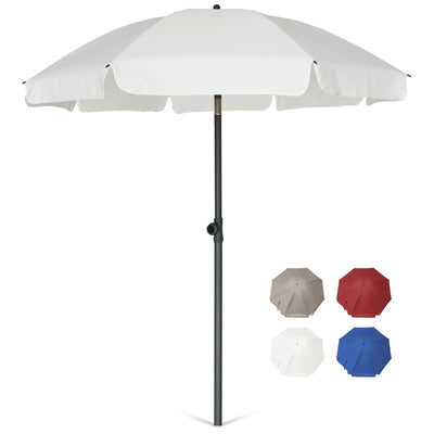 AMMSUN Patio Umbrella, 6.5 ft Outdoor Table Umbrella with Tilt Steel Pole, UPF50+ Protection, Great for Outdoor Garden Backyard, Elegant White