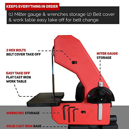 BUCKTOOL Dual Speed 1" x 42" Belt Disc Sander Combo, Bench Knife Sharpener with Large Work Table, Professional Benchtop Belt Sander with Direct-drive - WoodArtSupply