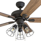 Prominence Home Madison County, 42 Inch Industrial Style LED Ceiling Fan with Light, Pull Chain, Three Mounting Options, Modern Dual Finish Blades, Reversible Motor - 50588-01 ( Bronze) Prominence Home