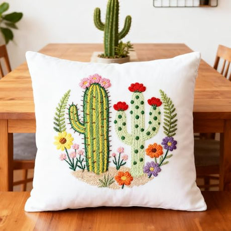 BEUNITONE Cactus Embroidery Kit for Beginners, 6PC Succulent Plant Themed Needlepoint Kits for Adults with Hoops, Threads, Needles, Instructions and Full Kits, DIY Home Decor Craft Gift for Adults BEUNITONE