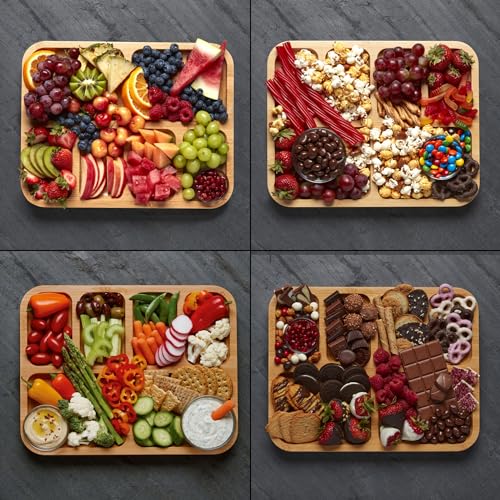 FARBERWARE Build-a-Board Cutting Board with Compartments and Clear Locking Lid for Charcuterie, Snacks, and More-Make it. Take it. Enjoy it, 11x14 Inch, Bamboo - WoodArtSupply