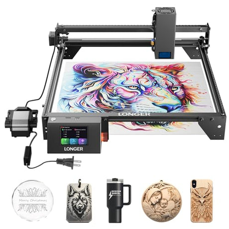 Longer RAY5 20000mW Laser Engraver with Air Pump, 3.5” Color Touch Screen, App Offline Control, DIY Engraver Tool for Metal/Glass/Wood Engraving Area 15.75"x14.37"，Laser Class 4 Longer