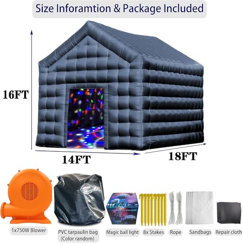 SAYOK Inflatable Nightclub Cube Tent Disco Light Nightclub Tent with LED Colour Lighting Suitable for Birthday Parties/Friend Gatherings/Family Celebration Parties SAYOK