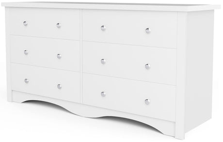 Furniwell 6 Drawer Dresser for Bedroom, Wood Dresser Wide Storage Organizer for Living Room Hallway Closets (White) Furniwell