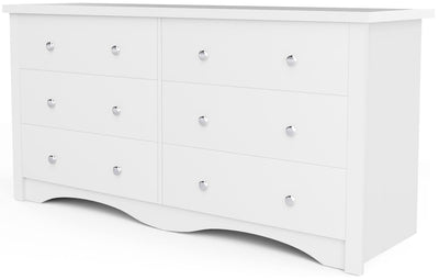 Furniwell 6 Drawer Dresser for Bedroom, Wood Dresser Wide Storage Organizer for Living Room Hallway Closets (White)