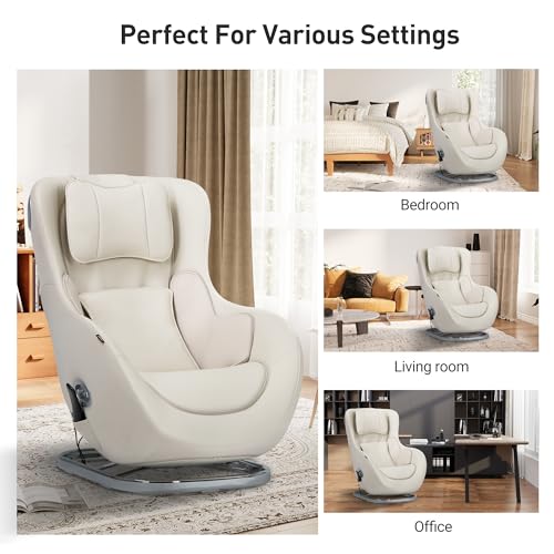 COLAMY Relaxing Massage Chair | Full Body and Spot Massaging,Heat, Low-Noise 3D Bluetooth Speaker, Massage and Leisure Dual-Use Chair| Living Room, Bedroom，White COLAMY