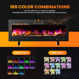 Sweetcrispy 50” Electric Fireplace Insert, Wall Mounted & Recessed Fireplace, 1500W Freestanding Fireplace Heater with Remote & Touch Panel Control, Adjustable Flame Effect, 12H Timer for Indoor use Sweetcrispy