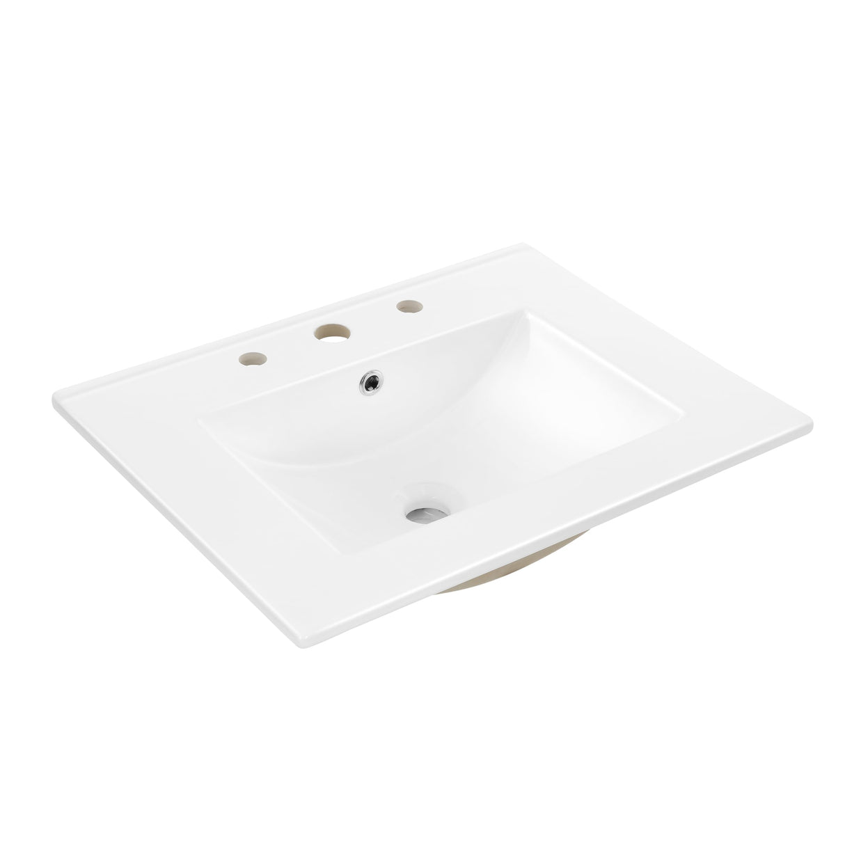JONATHAN Y SNK1001A Ancillary 3-Hole 24 in. W x 18.25 in. D Classic Contemporary Rectangular Ceramic Single Sink Basin Vanity Top, White JONATHAN Y