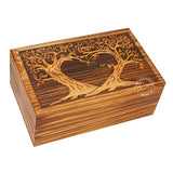 Hind Handicrafts Wooden Box Funeral Cremation Urns for Human Ashes Adult Large - Burial Urns for Columbarium - Tree of Life Flying Bird (250 Cubic Inches, Twin Tree - Heart) Hind Handicrafts
