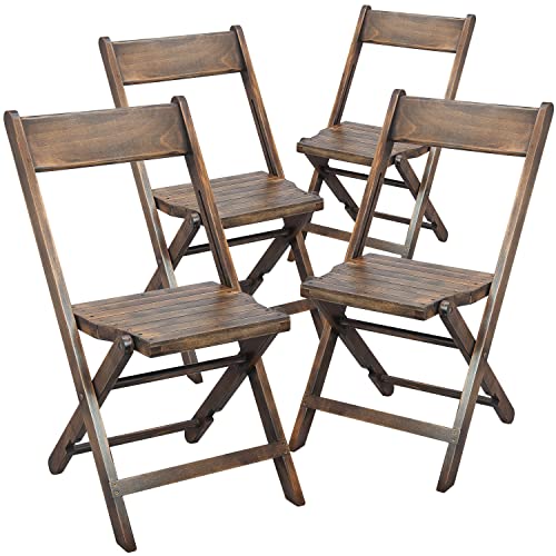 Flash Furniture Natalie Slatted Wood Folding Special Event Chair - Antique Black, Set of 4 Flash Furniture