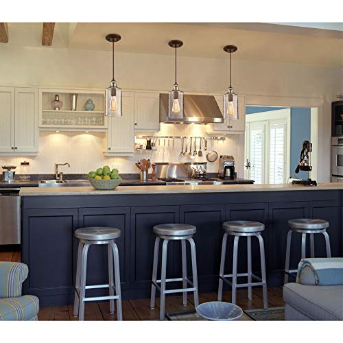 Westinghouse 6371300, Barnwood Finish with Clear Textured Glass Carmen One-Light Indoor Mini Pendant, Size Westinghouse