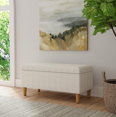 HomePop Malmo Decorative Storage Bench -Cream Chevron Woven HomePop