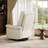 Power Recliner Chair, 270° Swivel Rocking Glider with USB Charging Port, PU Leather Upholstered Fabric and Button Tufted Backrest, Ergonomic Nursery Chair for Living Room (Beige)