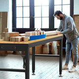 Antifir 60" Heavy Duty Workbench 1800 Lbs Capacity Solid Wood Working Bench Adjustable Height Work Tables with Power Outlets for Garage Shop Home Office Antifir