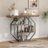 MAHANCRIS Entryway Table, Industrial Console Sofa Table with Storage, Narrow Accent Table for Living Room, Entry, Hallway, Entrance, Foyer, Rustic Brown CTHR28001 MAHANCRIS