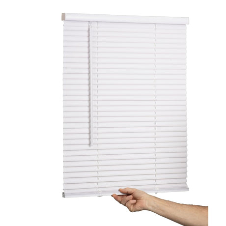 LOTUS & WINDOWARE Cordless Mini Blind, 1" Vinyl Slats, 25" Wide x 42" Long - White, Window Blinds for Home and Office, Interior Door Blinds - Light Filtering LOTUS & WINDOWARE