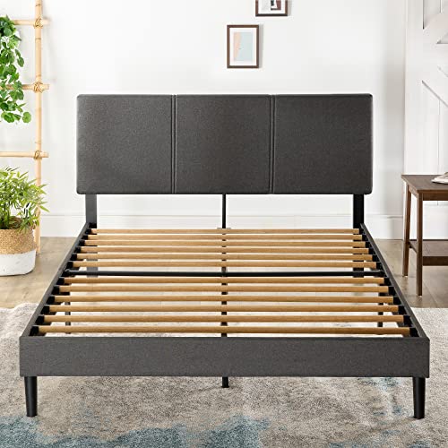 Zinus Cambril Minimalist Upholstered King Bed Frame with Bamboo Slats – No Box Spring Required - WoodArtSupply