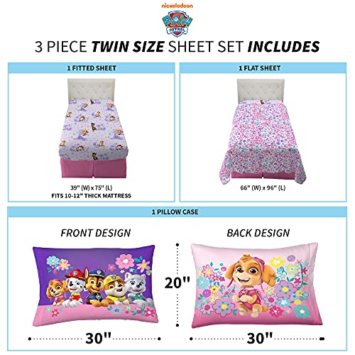 Paw Patrol Girls Kids Bedding Super Soft Microfiber Sheet Set, Twin, (Official) Nickelodeon Product By Franco Franco