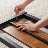 Rustic Solid Wood Full Size Headboard with Metal Frame - Kingfun Kingfun