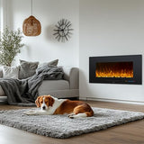 Oxhark Flame 42 inch Recessed and Wall Mounted Realistic Electric Fireplace with Multicolor Flame, 750/1500W Thermostat & Timer, Touch Screen & Remote Control, Black Oxhark Flame