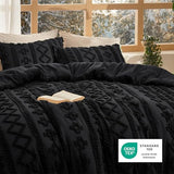 Bedsure Tufted Boho Comforter Set Queen Size - Black Boho Bed Set, GentleSoft™ 3 Pieces Farmhouse Shabby Chic Embroidery Bedding, Gifts for Woman, Soft Jacquard Queen Comforter for All Seasons Bedsure