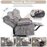 linting Overstuffed Massage Recliner Chair with Heat, Wide Seat Reclining Chair for Home Theater, Heated Massaging Manual Recliner Chairs with Cup Holders, Grey