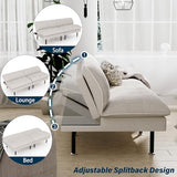 Ribilake 70" Futon Sofa Bed, 4 in 1 Multi-Function Couch Sleeper with Adjustable Backrest, Modern Convertible Futon, Recliner Small Loveseat for Living Room, Dorm, Beige Ribilake