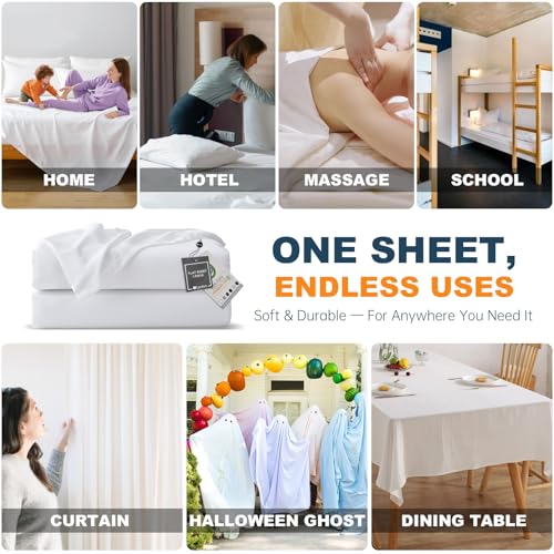 Lavisun Full Flat Sheet, 1 Pack White Full Bed Sheet Only - Brushed Microfiber Top Sheets for Hotel, Dorm, Ultra Soft & Breathable - Wrinkle-Free - Easy Care - Single Flat Sheet Lavisun