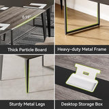 LITTLE TREE 8FT Conference Room Table, 94.48L x 47.21W x 29.52H Boat Shaped Meeting Table, Grey&Black LITTLE TREE