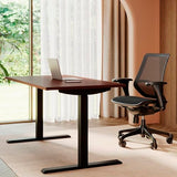 Realspace® Magellan 60" W Pneumatic Height-Adjustable Standing Desk, Cherry Realspace