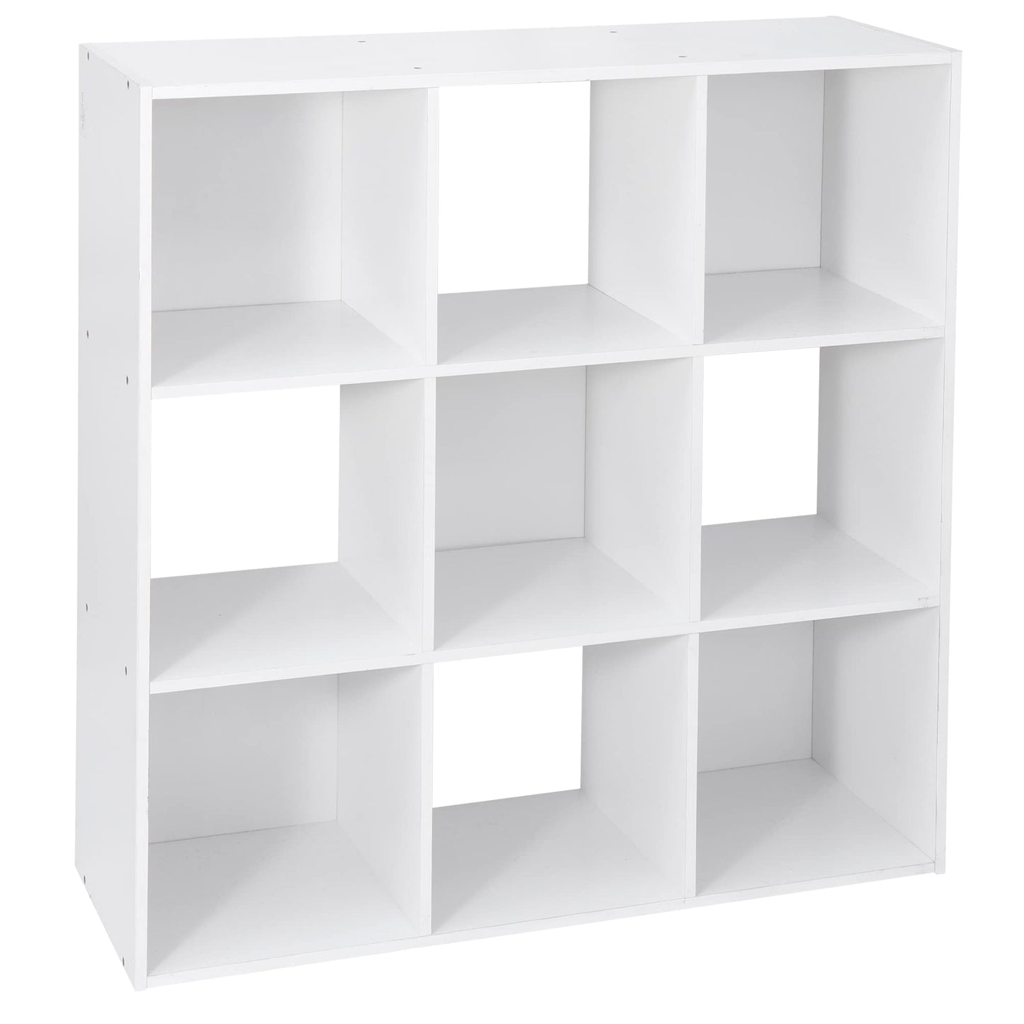 ZenStyle 9 Cube Storage Shelf Organizer, Wooden Bookshelf System Display Cube Shelves Compartments, Customizable W/ 5 Removable Back Panels (White)