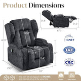 Power Swivel Rocker Recliner Chair for Adults, Dual-Motor Power Recliner with Independent Back & Footrest, Massage & Heat, 3-Sided Lights, USB, Cup Holder, Glider Rocking Chair for Living Room, Gray
