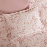 Geniospin Pink Queen Comforter Set for Girls- 7 Pieces Bowknot Jacquard Bed in A Bag Queen Bedding Sets with Sheets, Pillowcases & Shams, All Season Kids Comforter Set Geniospin
