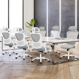 Sweetcrispy Home Office Desk Chair, Ergonomic High-Back Mesh Rolling Work Computer Chairs with Wheels and Adjustable Headrests, Comfortable Lumbar Support, Comfy Flip-up Arms for Bedroom, Study, Grey Sweetcrispy