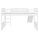 Merax Twin Size Loft Bed with Slide and Ladder, White Wooden Bed Frame, No Box Spring Needed Merax